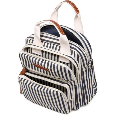 Mini Multi-Function Diaper Bag Tote Messenger Backpack Striped LaGaffe - Image 1 of 4