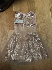 NWT Size 12mth Flower Girl Dress Wedding Rose Gold Bling Sleeveless - Picture 1 of 6