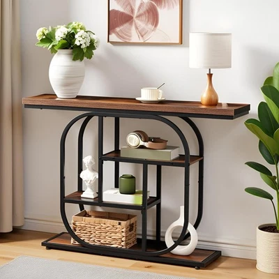 43.3英寸控制台桌,4层沙发桌,工业入口桌,情侣后... — 第 1/4 张图片