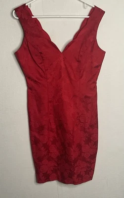 Vintage Roberta Red Floral Mini Dress Holiday Cocktail Party Y2K Sz 5/6 Feminine - Image 1 of 4