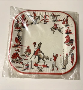 1950s - 60s Vtg Unopened Cowboy Indians Western Paper Plates - Picture 1 of 4