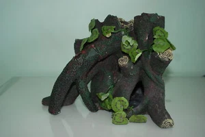 Vivarium Reptile Corner Trunk Root With Silk Plant 24x13x16 Corner Decoration - Picture 1 of 4
