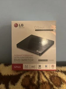 LG Ultra Slim Portable DVD Writer GP60NB50 Black Mac & Windows Compatible. EUC - Afbeelding 1 van 10
