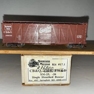 HO Sunshine Models Built Kit CB&Q #16800 XM 25, -26 Single Sheathed Boxcar - Picture 1 of 10
