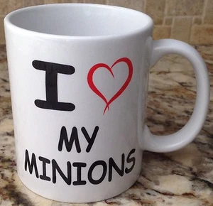 Ceramic Coffee Mug Cup11oz White I LOVE MY MINIONS Perfect New - Picture 1 of 2