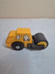 Vintage Child Wooden Tractor Cement Roller Yellow Black Block Toy - Picture 1 of 7