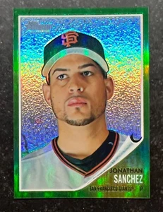 2011 Topps Heritage Chrome Green Refractor Jonathan Sanchez #18 - Picture 1 of 2