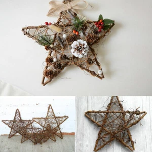 Guirnalda de estrellas retro de ratán colgante de mimbre boda fiesta de Navidad decoración - Imagen 1 de 16
