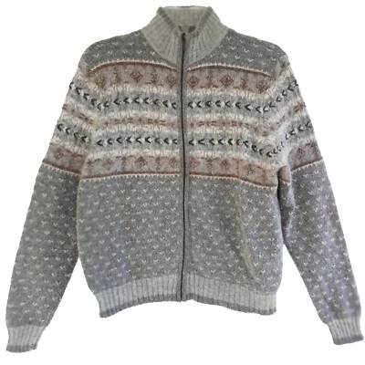 VTG Valerie Stevens PL Gray Tan Ivory FurBlend Nordic Wool Angora Knit Sweater - Image 1 of 4