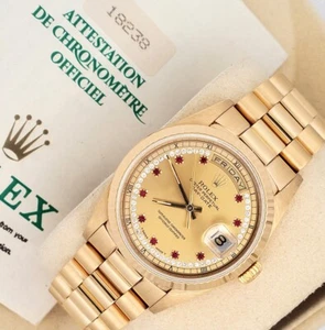 Rolex President Day-Date 36mm Factory Ruby Milliard Diamond Gold Box Papers - Picture 1 of 8