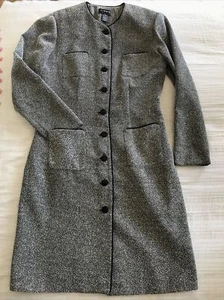 Vintage VIRGO velvet buttons up sleeve Jacket dress 4Pockets Sz 6. SHOULDER PADS - Picture 1 of 9