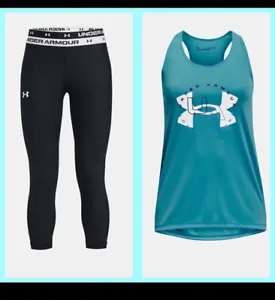 New Girl's Under Armour Outfit {Tank & Bottoms} Size L Large  -NWT - Picture 1 of 6