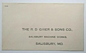 Salisbury Maryland Unused Cover To R.D. Grier & Sons Inc. 1920s - Picture 1 of 2