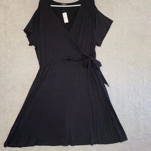 NWT LANE BRYANT black faux wrap dress size 18/20 Rayon Spandex Stretch Classic - Picture 1 of 14