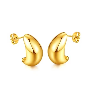 For LOLI Girls Stainless Steel Earring Smooth Studs Jewelry Gold-Plated Fashion - Picture 1 of 6