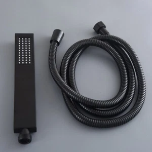 Black Square Style Stainless Steel Shower head and 1.5 meter Shower hose 8hh162 - Picture 1 of 7