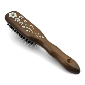 Mont Bleu Hair Brush HBMB-16.7 created with Swarovski®Crystals Flowers Fern Gree - Picture 1 of 4