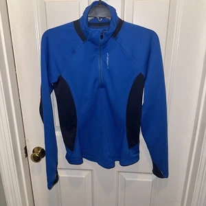 Brooks Sweatshirt Womens Medium Neon Yellow Polyester Blend Quarter Zip Running - Picture 1 of 11