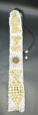 Cinturón de tela de madera con cuentas conchas marinas hecho a mano boho hippie verano  Foto 1 de 4