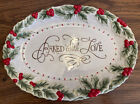 Fitz & Floyd Oval Serving Platter ~ Baked With Love ~ 13" ~ Holly Berry
