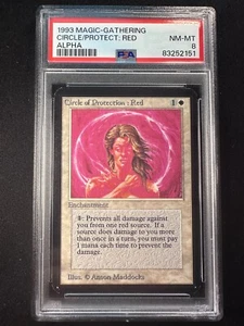 MTG - Circle of Protection : Red - ALPHA - PSA 8 NM-MT - Picture 1 of 2