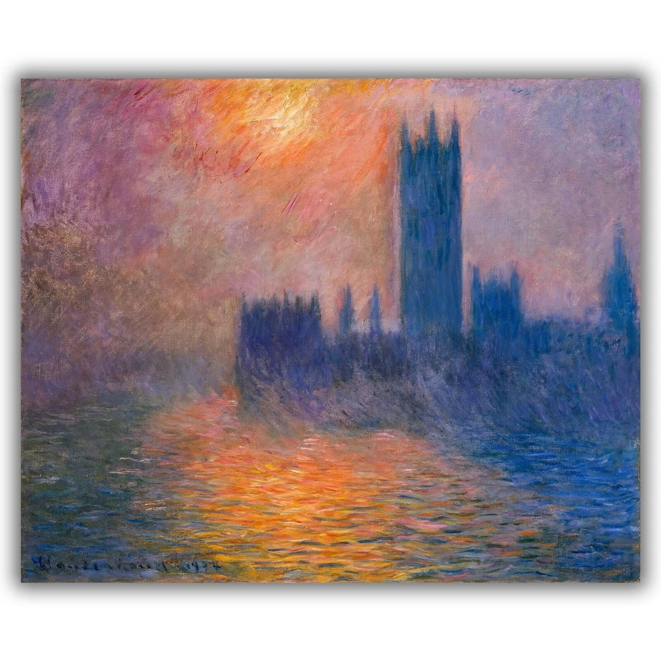Impresión en lienzo The Houses of Parliament de Claude Monet Giclée, varios tamaños Foto 1 de 4