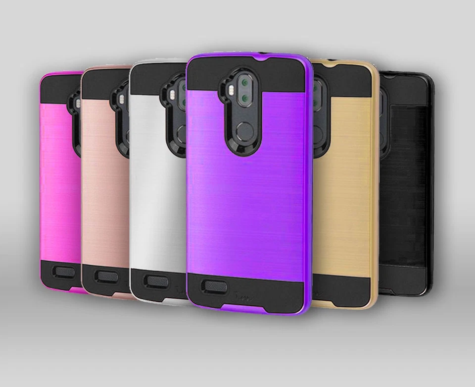 Para Boost Mobile ZTE MAX XL Diseño de cepillo de metal Funda delgada a prueba de golpes Foto 1 de 1