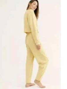 Free People Beach Damen Hose Large Plissee High Waist Pull On Gelb Boho - Bild 1 von 9