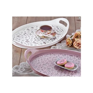Serviertablett Kunststoff Tablett Rutschfest Frühstückstablett mit Griff oval - Bild 1 von 1