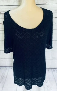 Blusa Worthington elástica para mujer 2X negra manga corta semi transparente texturizada” - Imagen 1 de 8