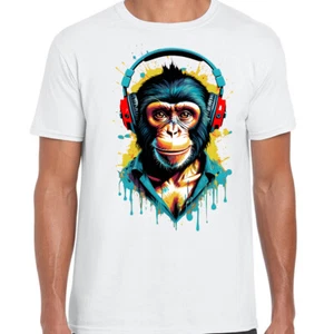 Cheeky Monkey DJ T-Shirt Drum & Bass Hip Hop Herren süß Northern Monkey - Bild 1 von 2
