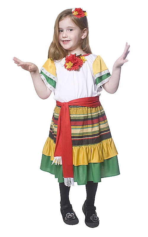  NIÑAS NIÑOS MEXICANA NIÑA ESPAÑOLA BAILARINA ELEGANTE VESTIDO TRAJE EDAD 4-6-8-12 Foto 1 de 1