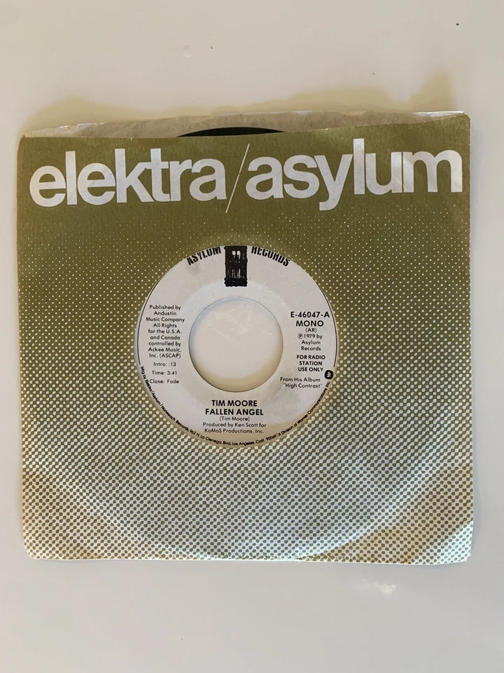 Tim Moore Fallen Angel 45 7” Single Asylum 1979 Radio DJ Promo Mono + Stereo EX - Image 1 of 4