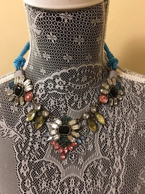 Collar H&M Big Jewel llamativo estilo cuerda azul Foto 1 de 4