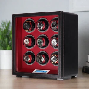 9 Watch Winder in Smooth Black Leather Finish by Aevitas UK - Picture 1 of 8