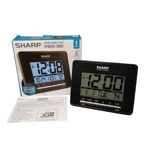 Sharp Digital Atomic Alarm Clock  Temperature Date LCD Display Battery Operated - Picture 1 of 12
