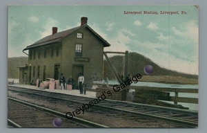 PRR Railroad Train Station Depot LIVERPOOL PA Dauphin County Perry Postcard - Picture 1 of 2