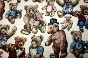 60 INCHES WIDE TEDDY BEAR TAPESTRY - 100% COTTON FABRIC - Picture 1 of 6