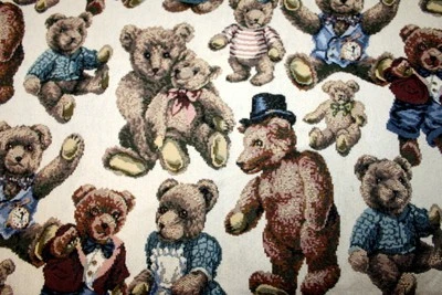 60 INCHES WIDE TEDDY BEAR TAPESTRY - 100% COTTON FABRIC - Image 1 of 4