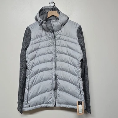 Outdoor Research Women's Size XL Gray Duck Down Plaza Hoodie Jacket Gorpcore - Image 1 of 4