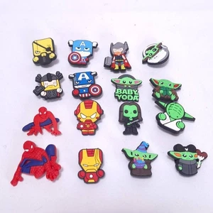 Marvel Star Wars Yoda Spiderman Croc Charms Jibbitz 16pc Bumdle Shoe Charms - Picture 1 of 3
