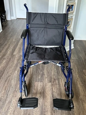 Transport Wheelchair with Wider Seat Lightweight Folding (LOCAL PICKUP ONLY) - Image 1 of 4