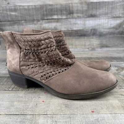 Diba Womens Brown Sleek Woven Suede Boots Size 9 - Image 1 of 4