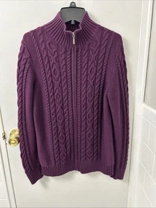 Suéter LL Bean Doble L Mujer M Rojo Borgoña Tejido con Cable Cremallera Completa YKK 298836 - Imagen 1 de 11