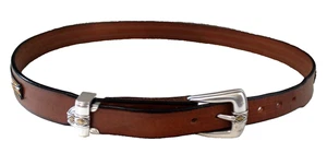 CINTURÓN VAQUERO AZTECA OCCIDENTAL TEXTIL SUROESTE CUERO MARRÓN HOMBRE TALLA 36 - Imagen 1 de 2