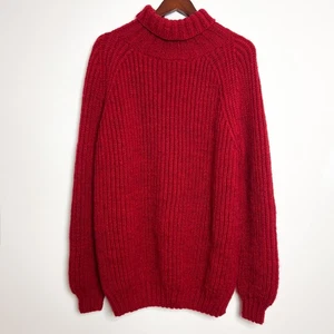 John Sterner Fisherman Sweater Size M Hand-Knit Ribbed Wool Grandpa Turtleneck - Picture 1 of 8