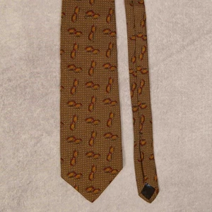 Vintage 1990s Hand Made Abstract Patterned Silk Tie Brown Cape Cod - Picture 1 of 5