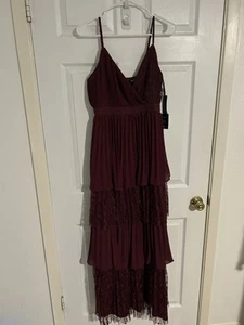 Lulus Date with Daydream Plissee Abendkleid Gr. M Burgund Neu Mit Etikett - Bild 1 von 11