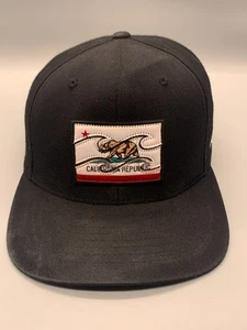 California Republic Hat Cap Snap Back Black Billabong Skateboard Streetwear Flag - Picture 1 of 13