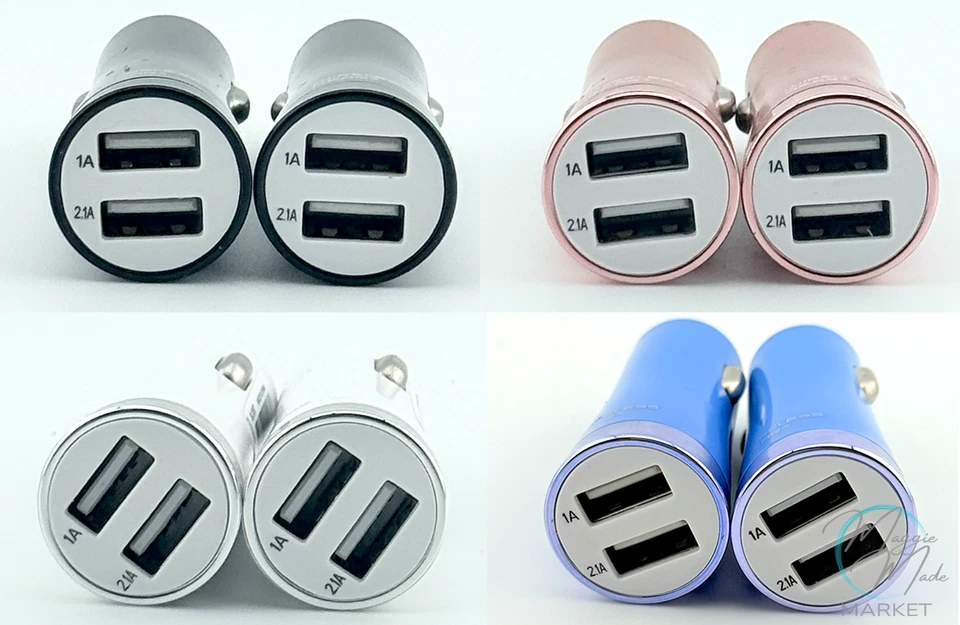 Новый 2-Pack беспроводное оборудование двойной USB автомобильное зарядное устройство - черный, розовое золото, белый, синий - Изображение 1 из 1